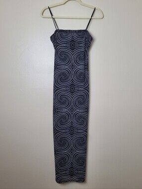 Forever 21 Geometric Spiral Black Mesh Bodycon Maxi Dress